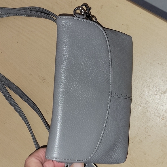 NEW, Gray cowhide leather crossbody purse. Very soft. - Picture 6 of 11